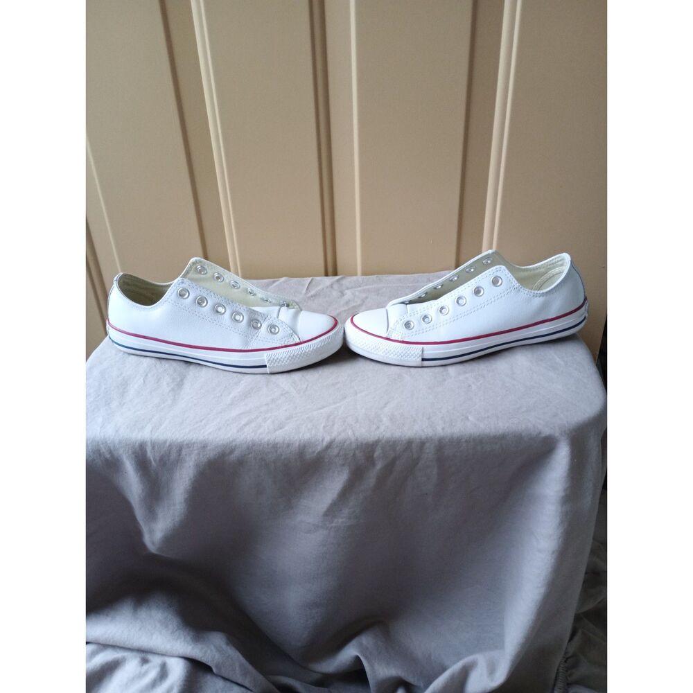 Converse Chuck Taylor All Star Leather Low Top White Women's 7 Men's 5 (132173C) - Picture 4 of 11